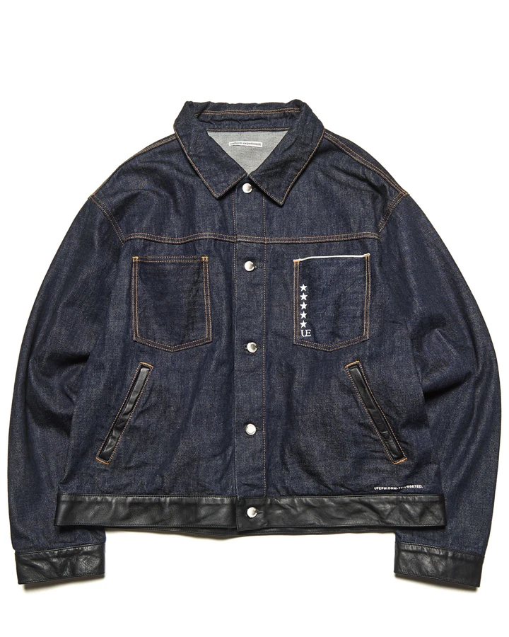 LEATHER ASSEMBLED DENIM TRUCKER JACKET_상품_이미지
