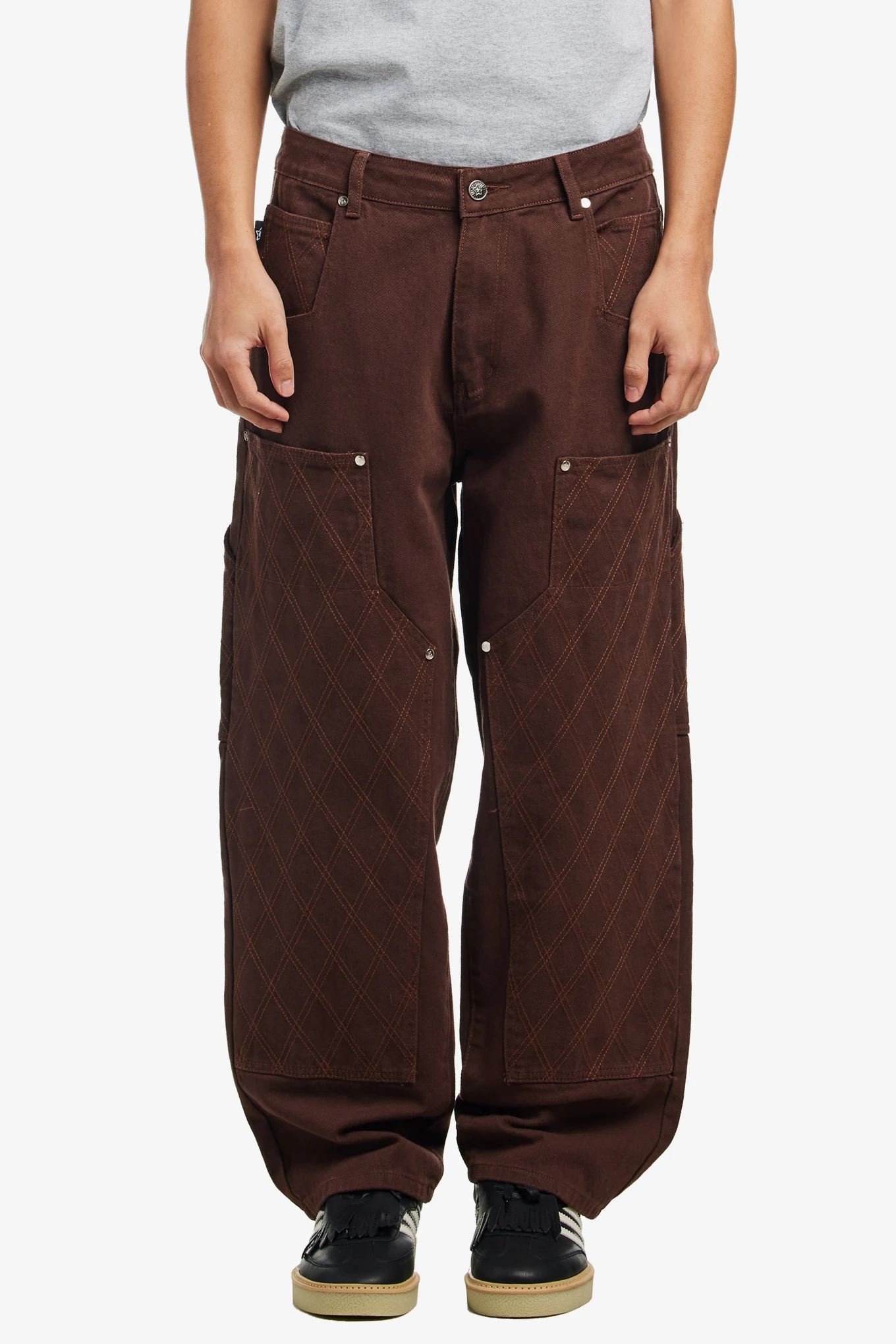 CROSS STITCH DOUBLE KNEE JEANS-STAR TEAM-147000 | 웍스아웃