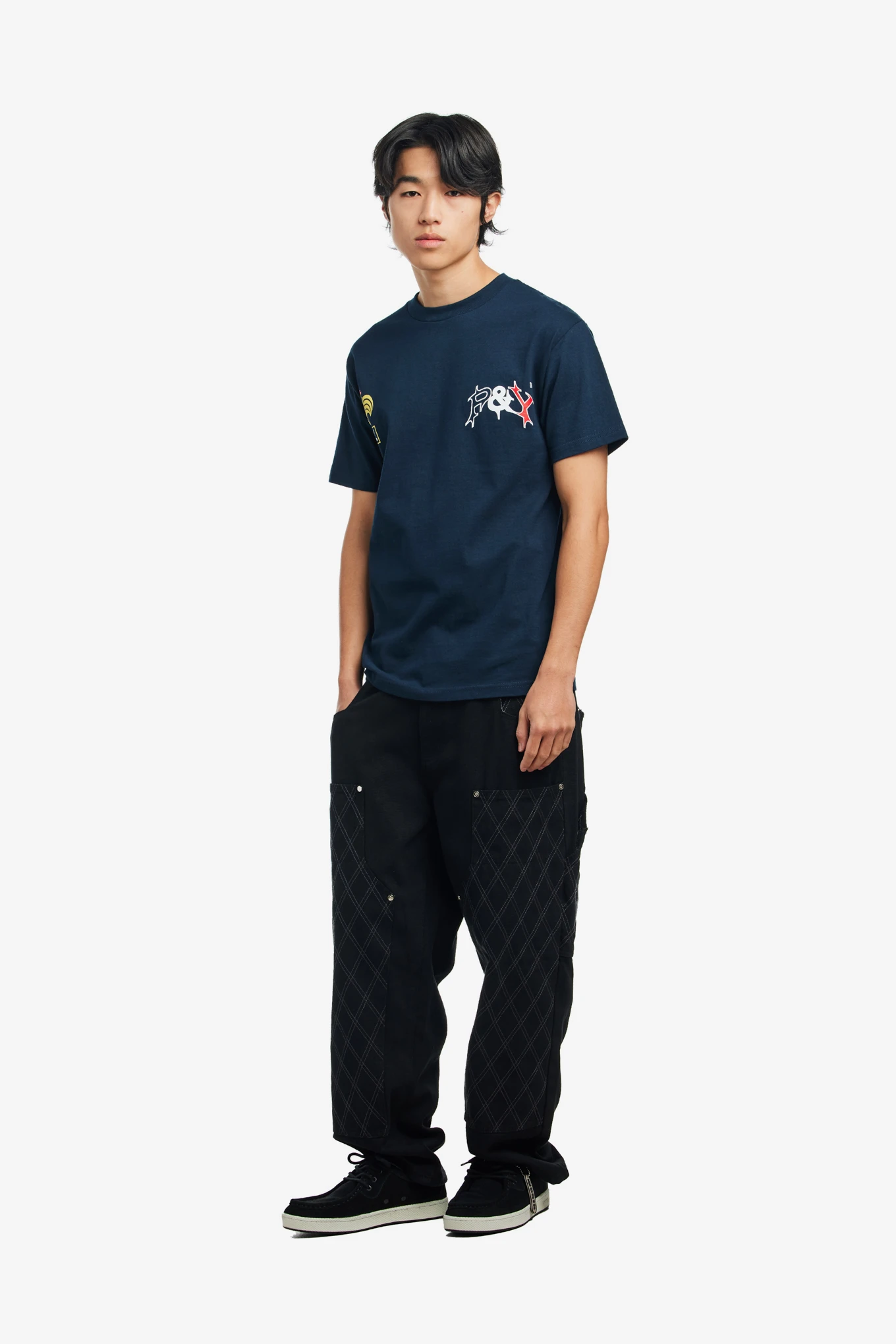 CROSS STITCH DOUBLE KNEE JEANS-STAR TEAM-147000 | 웍스아웃