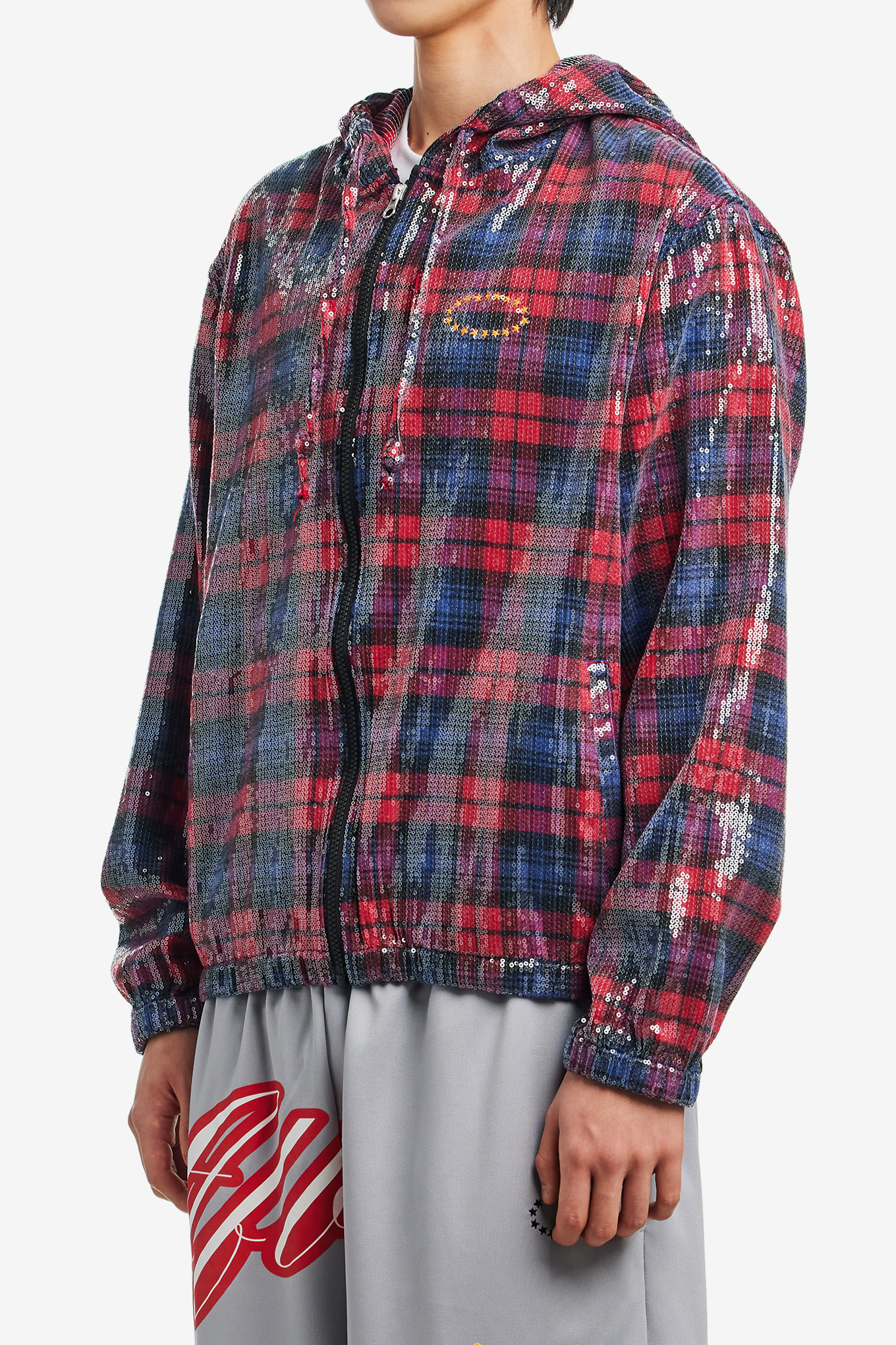 HOODED SPANGLE FLANNEL JACKET-AFB-180000 | 웍스아웃
