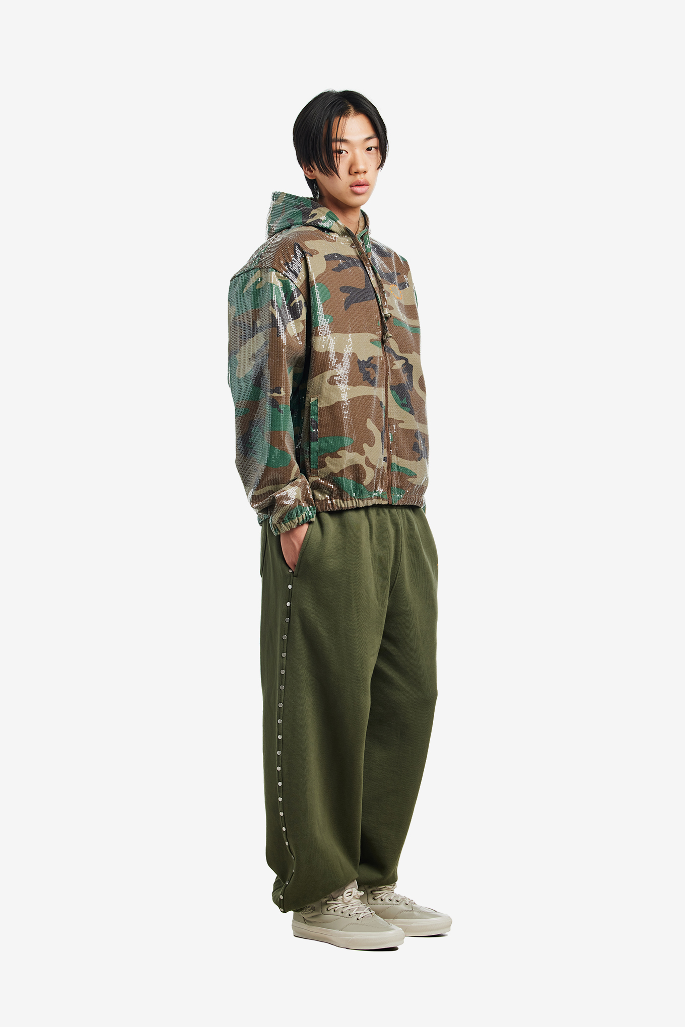 HOODED SPANGLE FLANNEL JACKET-AFB-180000 | 웍스아웃