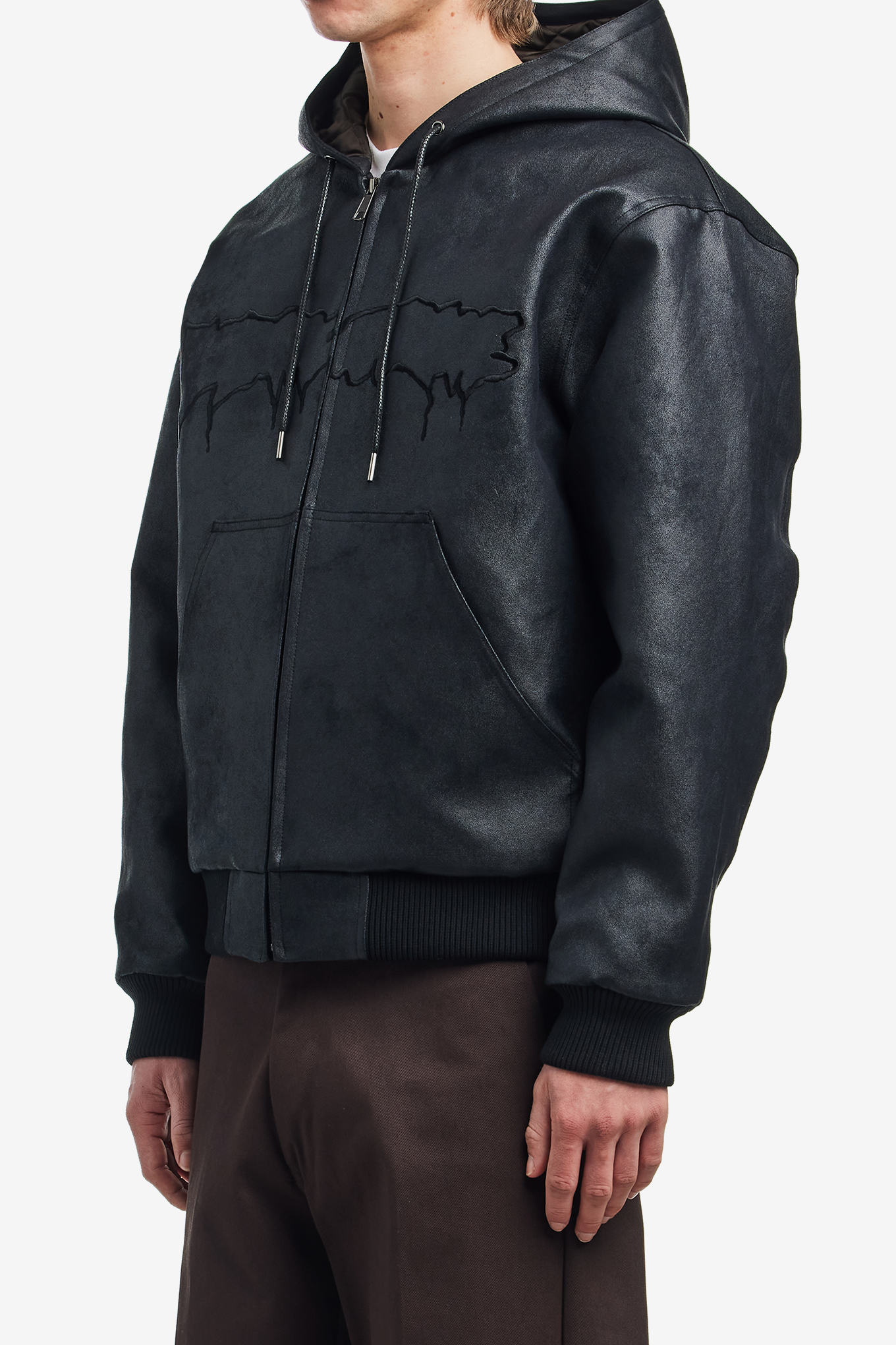 FAUX LEATHER HOODED JACKET-FUCKING AWESOME-288000 | 웍스아웃