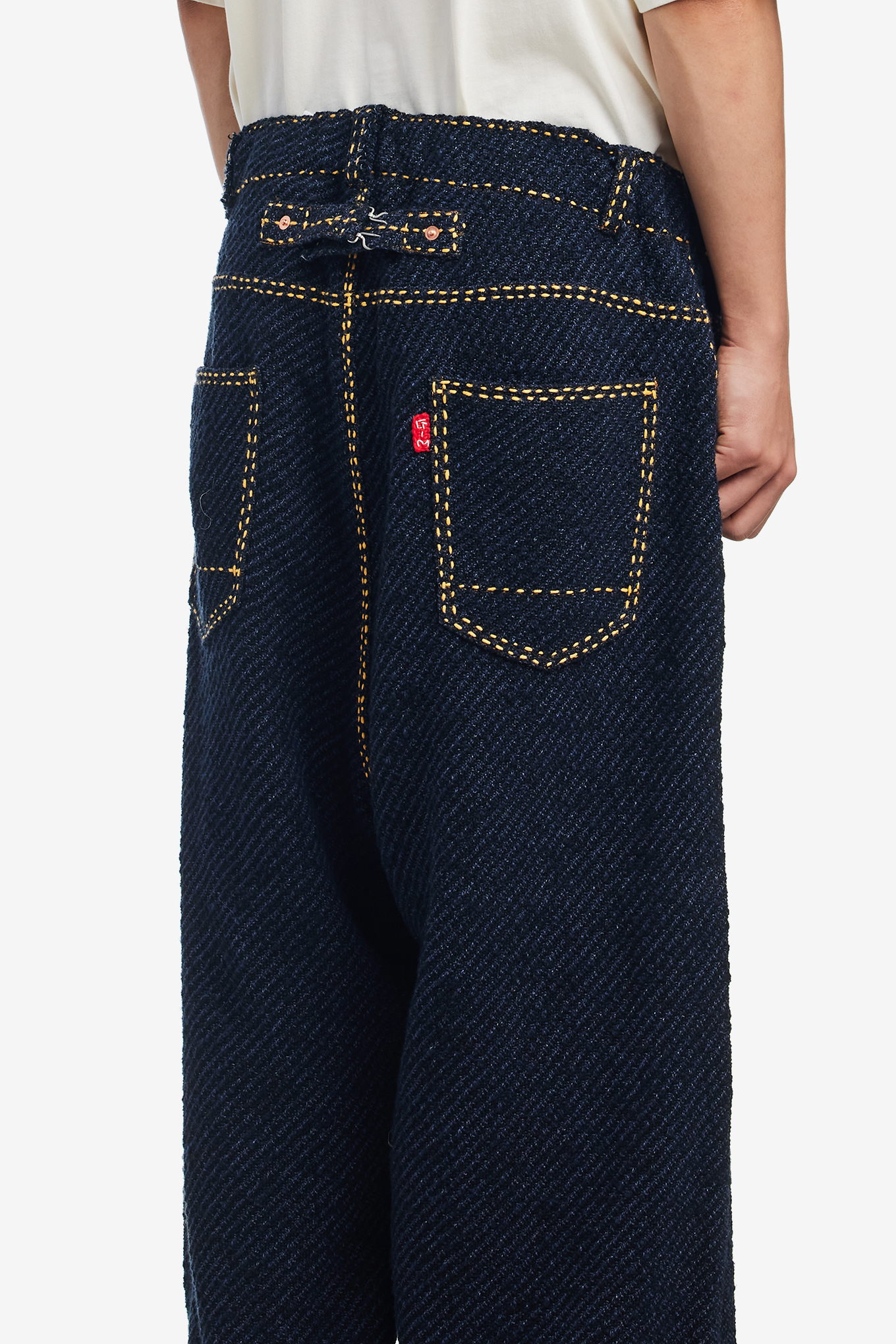 HAND STITCHED RIGID DENIM KNIT PANTS-GIM CONTEXT-470000 | 웍스아웃