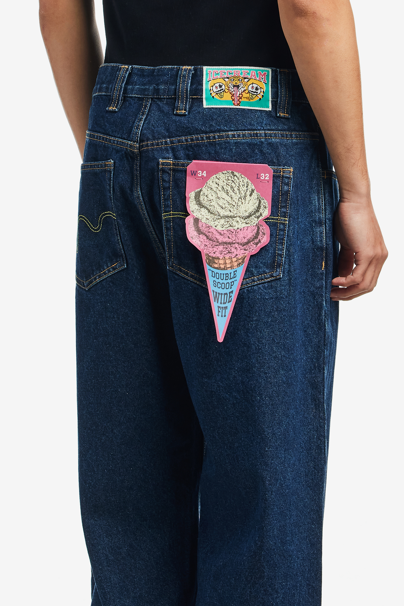 RUNNING DOG DOUBLE SCOOP DENIM PANTS-ICE CREAM-175000 | 웍스아웃