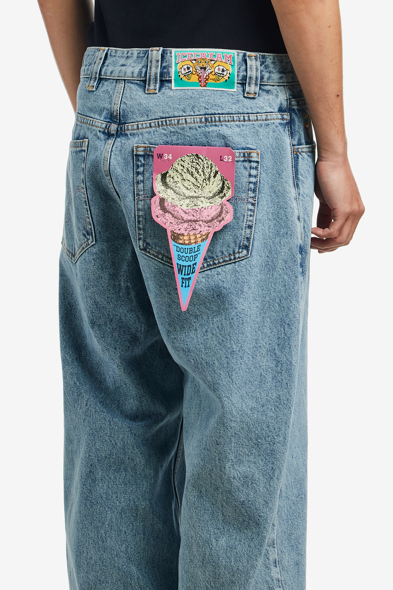 RUNNING DOG DOUBLE SCOOP DENIM PANTS-ICE CREAM-175000 | 웍스아웃