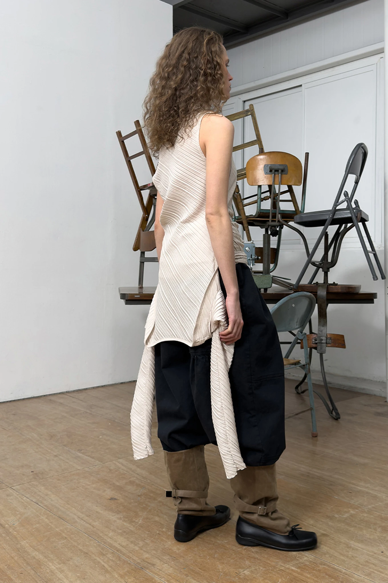 FULL GATHER PANTS-OPEN YY-180600 | 웍스아웃
