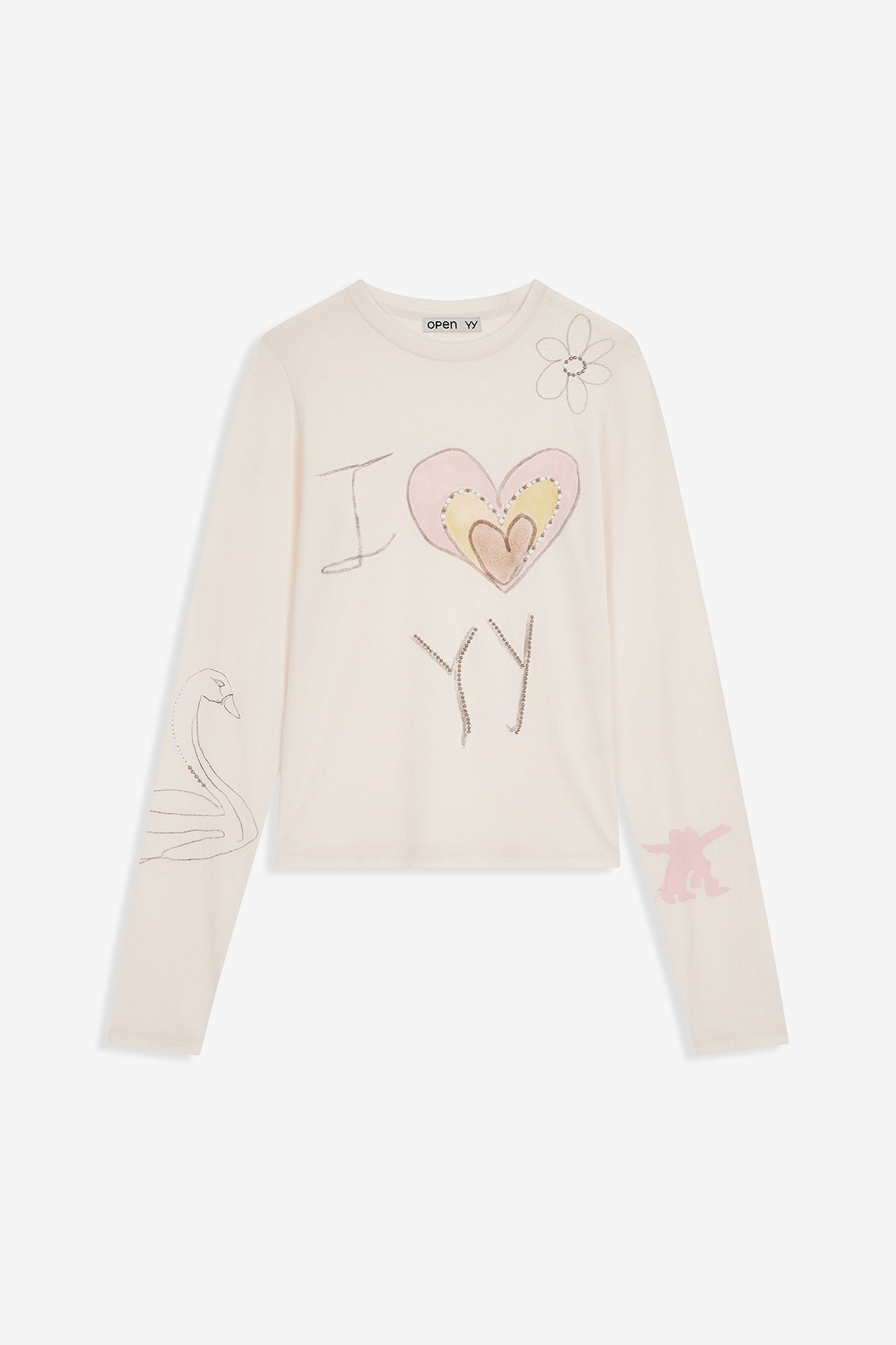 BEADED I LOVE YY TEE-OPEN YY-96600 | 웍스아웃