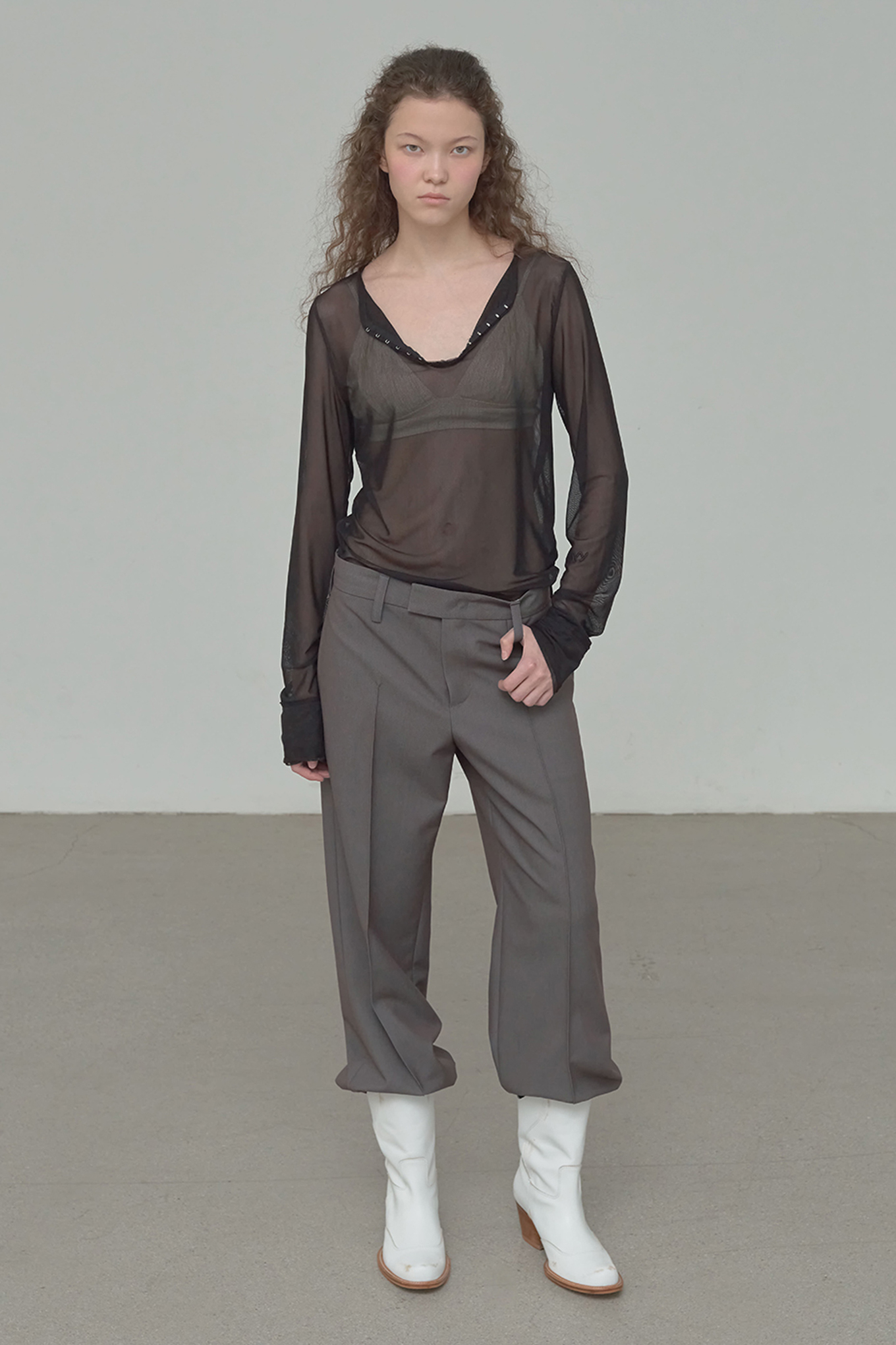 MESH HOOK HENLEY LONG SLEEVE-OPEN YY-92000 | 웍스아웃