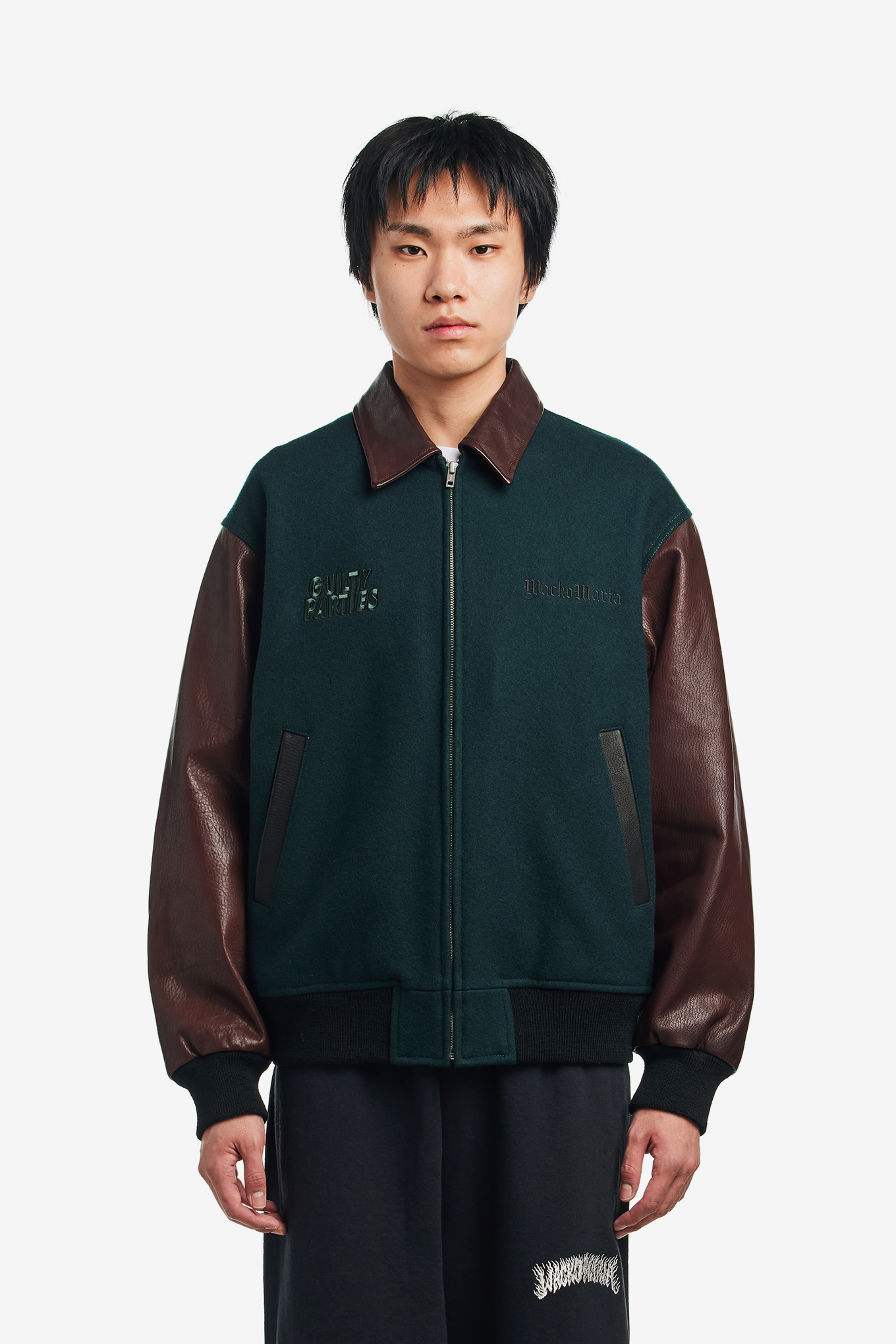 LEATHER VARSITY JACKET-WACKO MARIA-600000 | 웍스아웃