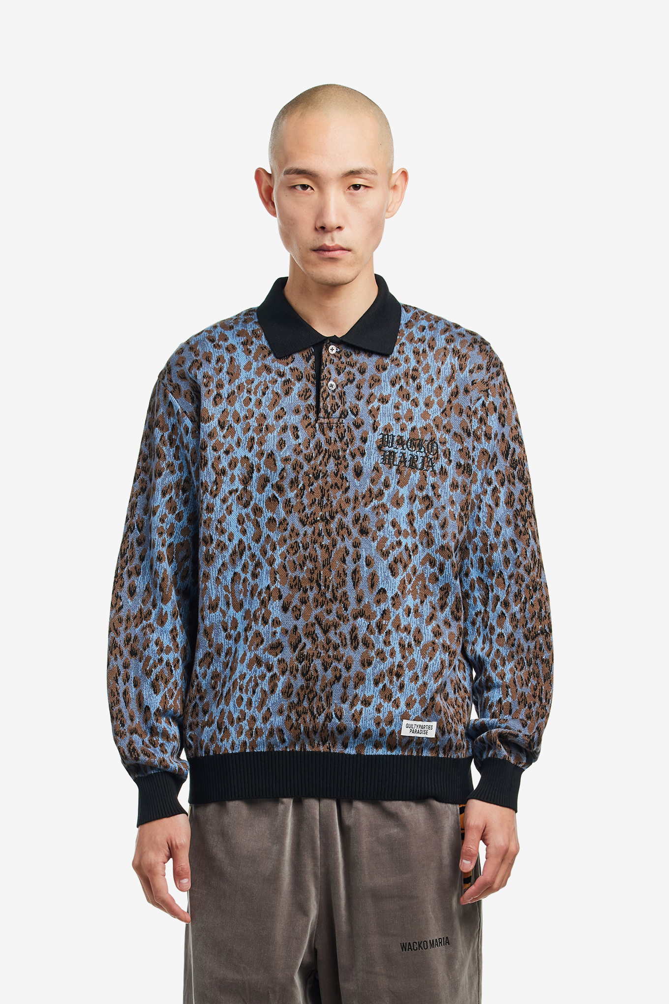 LEOPARD KNIT POLO SHIRT-WACKO MARIA-195000 | 웍스아웃
