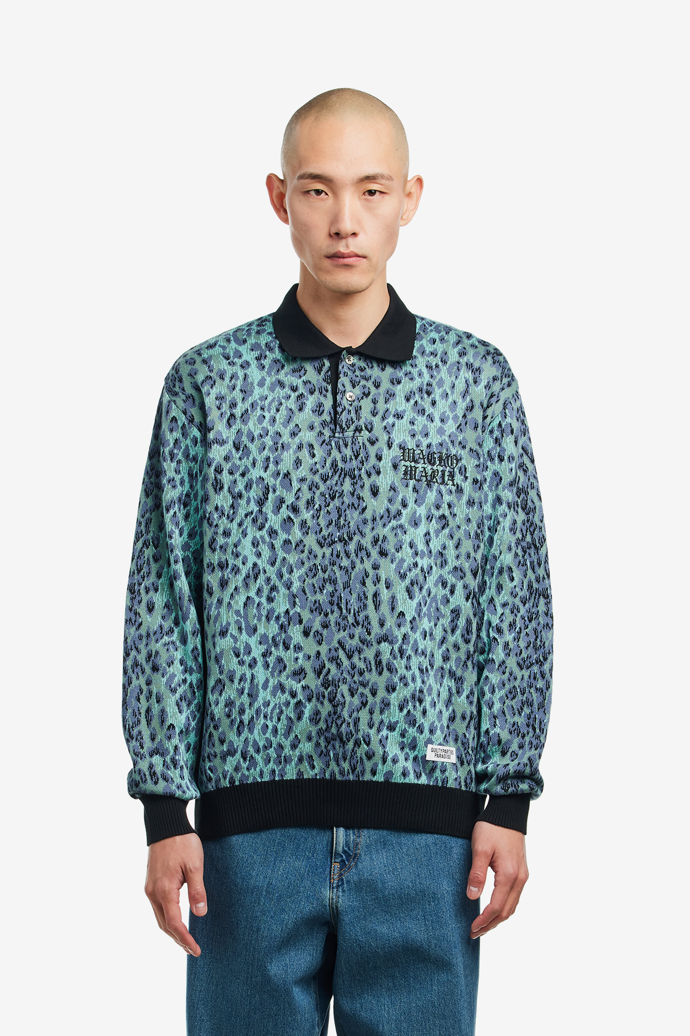 LEOPARD KNIT POLO SHIRT-WACKO MARIA-195000 | 웍스아웃