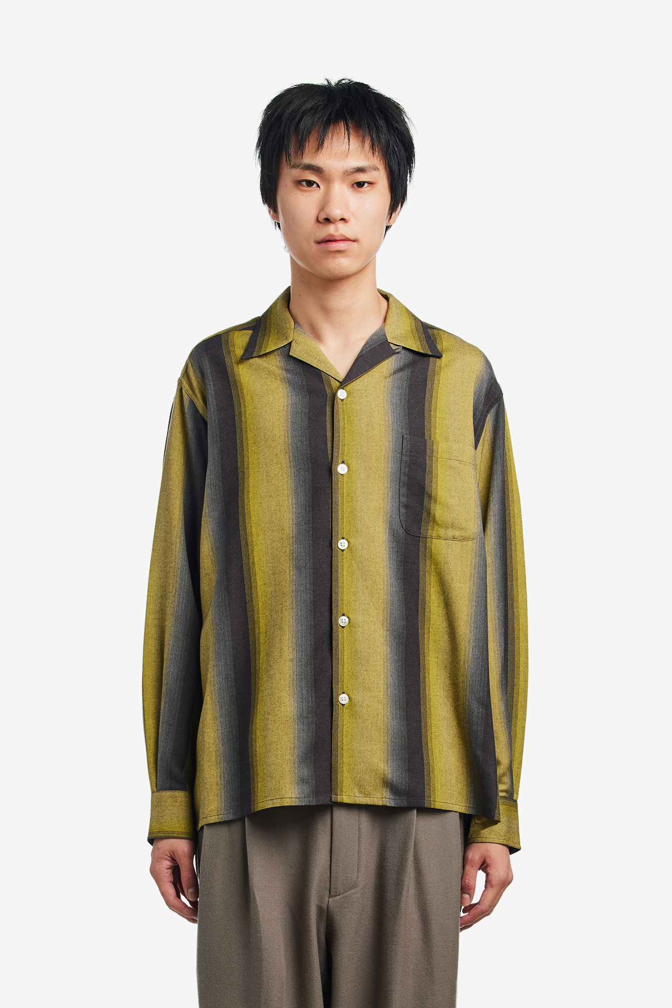 STRIPED OPEN COLLAR SHIRT L/S-WACKO MARIA-195000 | 웍스아웃