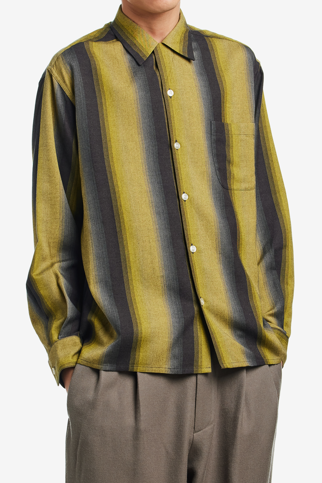 STRIPED OPEN COLLAR SHIRT L/S-WACKO MARIA-195000 | 웍스아웃